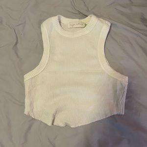 White Ribbed Tank Top